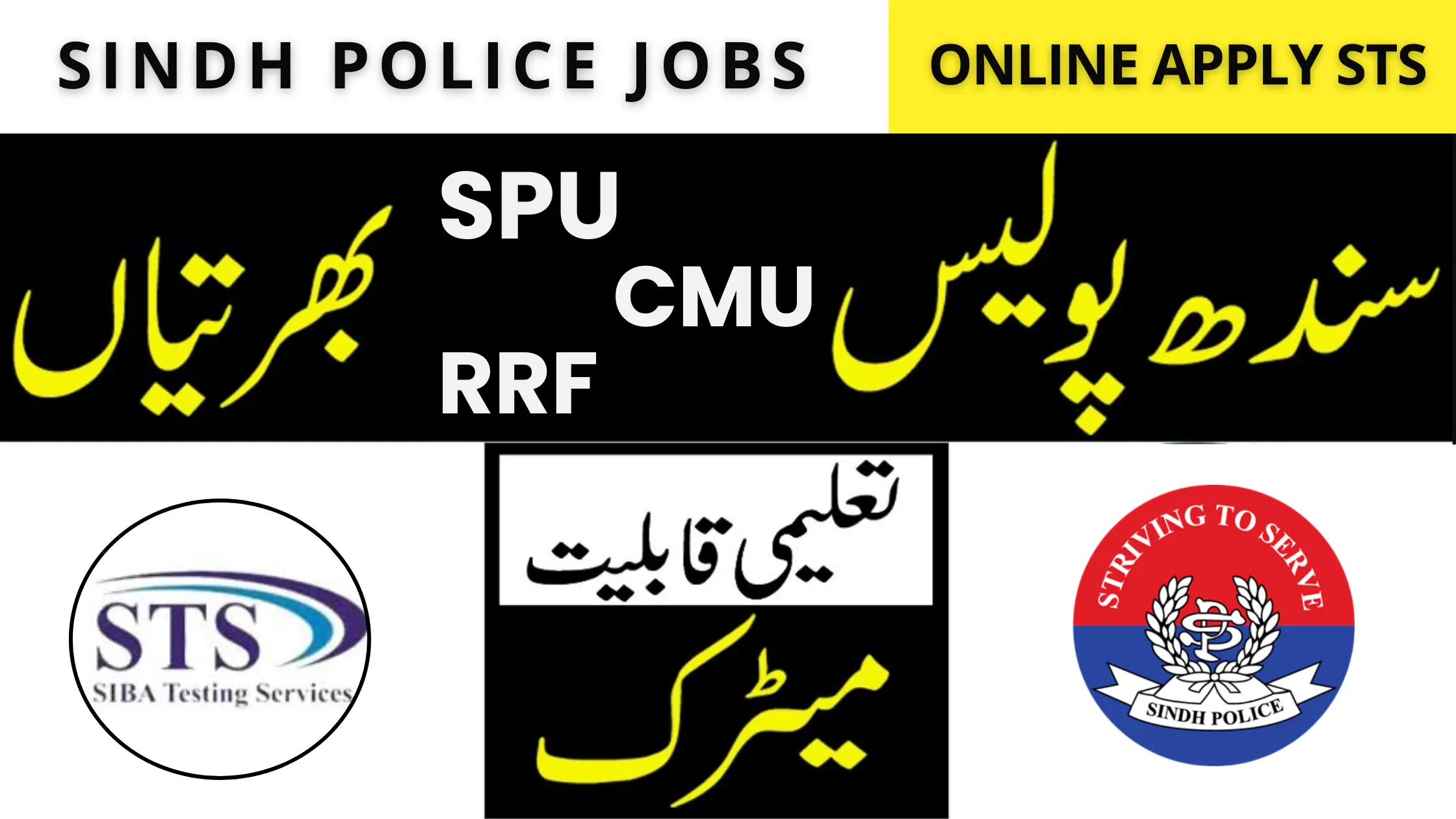 SPU, CMU and RRF Jobs – Sindh Police Jobs 2024