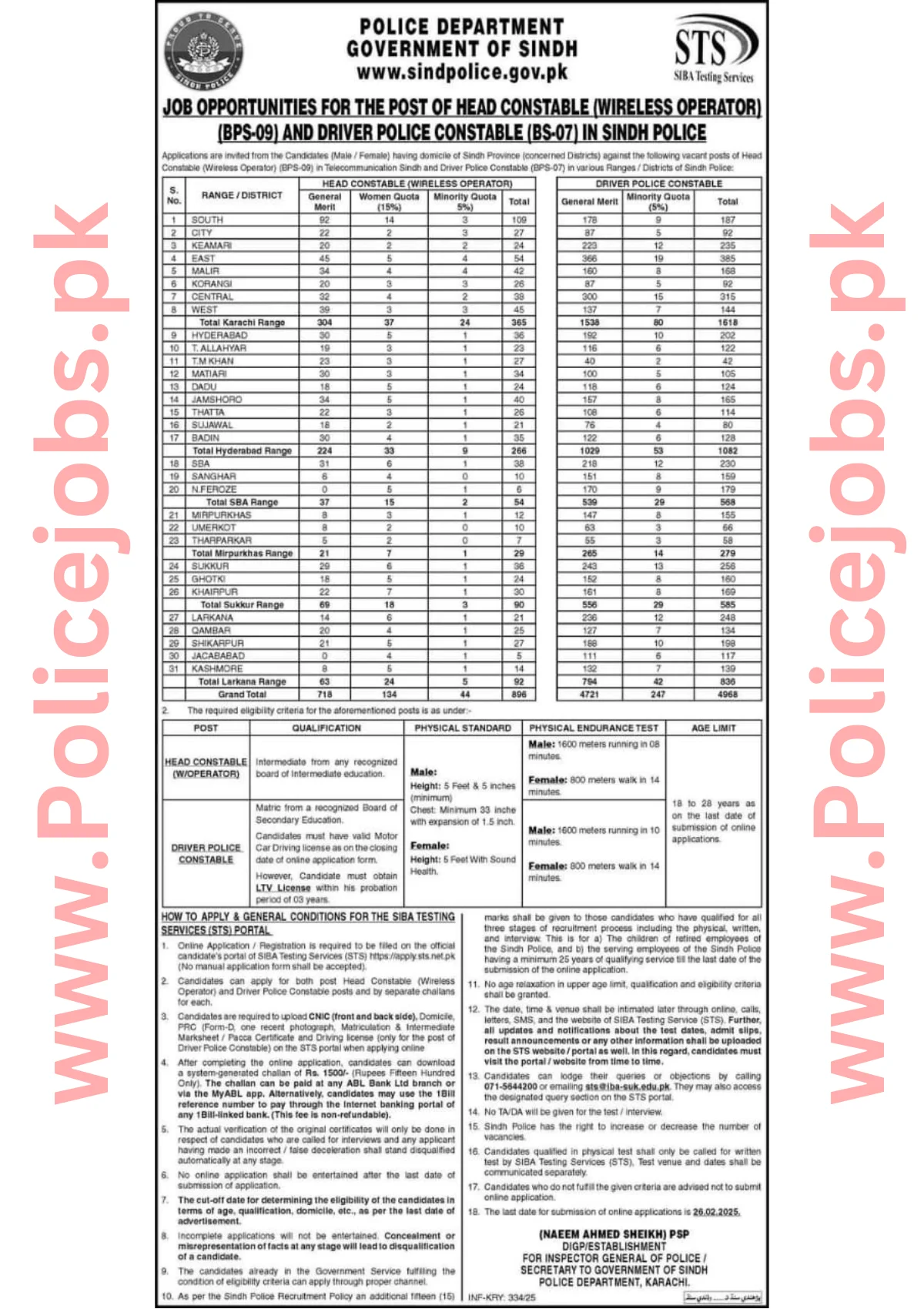 Sindh Police Wireless Operator and Driver Constable Jobs 2025 Official Advertisement