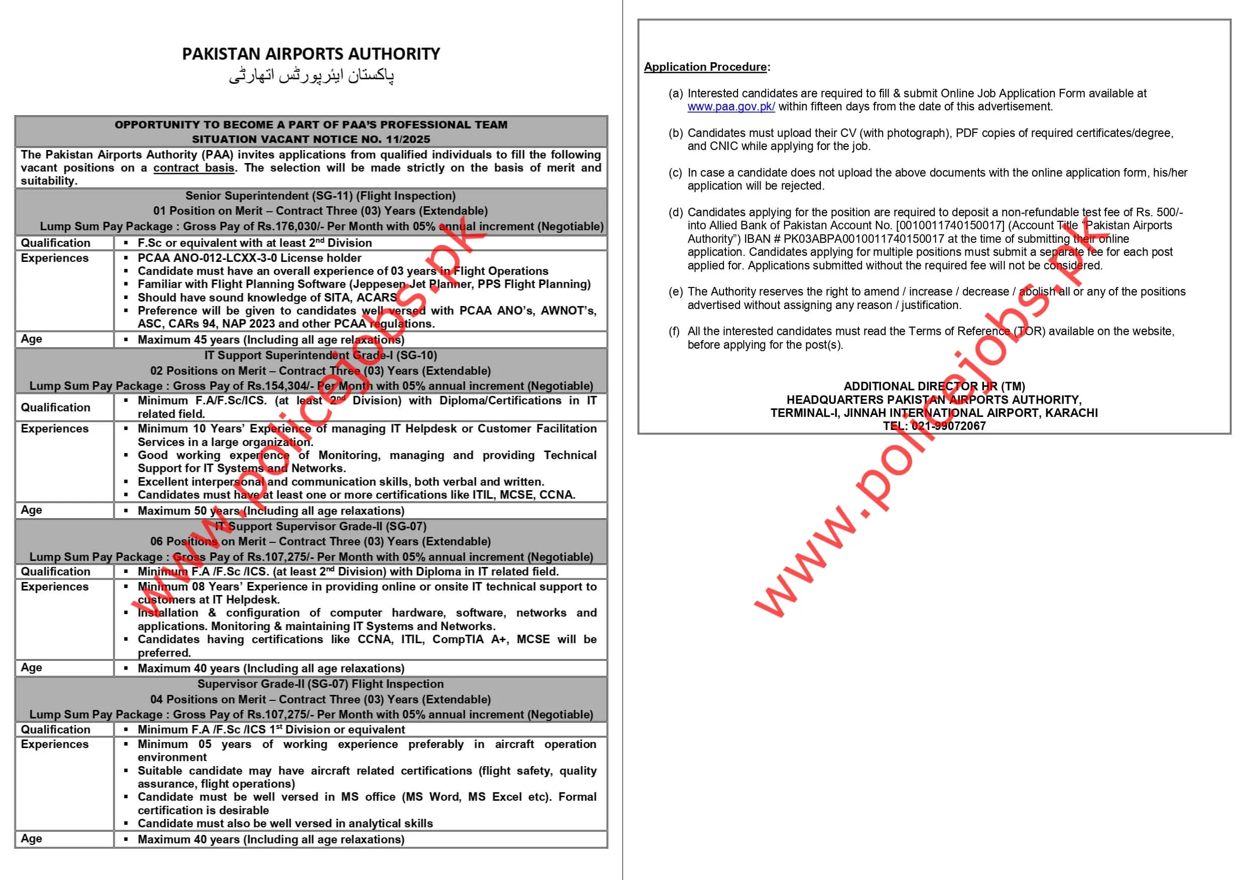 Pakistan Airport Authority Jobs 2025 Official Advertisement